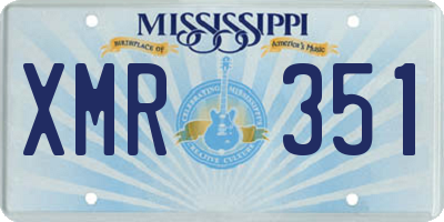 MS license plate XMR351