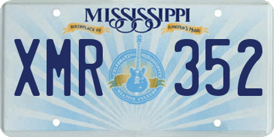 MS license plate XMR352