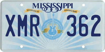 MS license plate XMR362