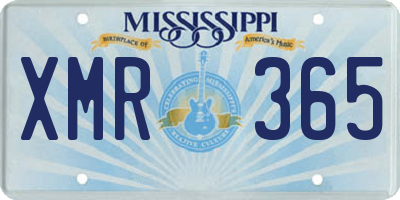 MS license plate XMR365