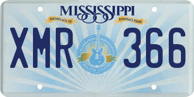 MS license plate XMR366
