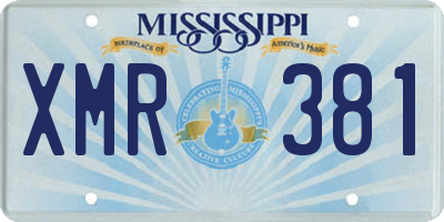 MS license plate XMR381