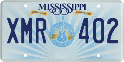 MS license plate XMR402