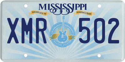 MS license plate XMR502