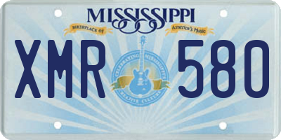 MS license plate XMR580