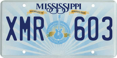 MS license plate XMR603