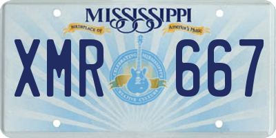 MS license plate XMR667