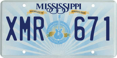 MS license plate XMR671