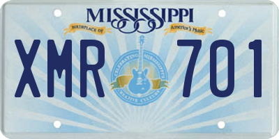 MS license plate XMR701