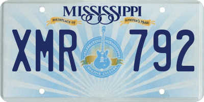 MS license plate XMR792