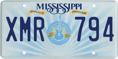 MS license plate XMR794