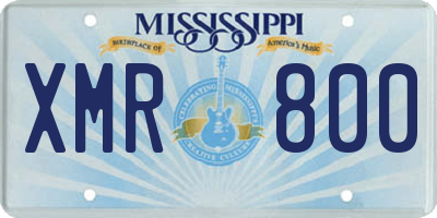 MS license plate XMR800