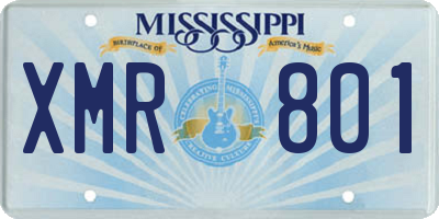 MS license plate XMR801