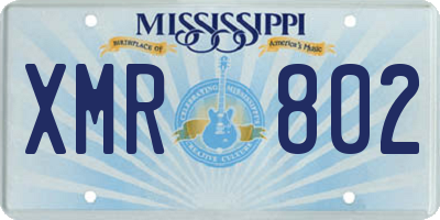MS license plate XMR802