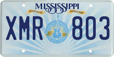 MS license plate XMR803