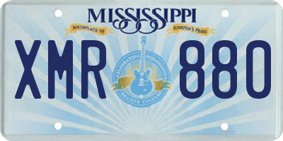 MS license plate XMR880