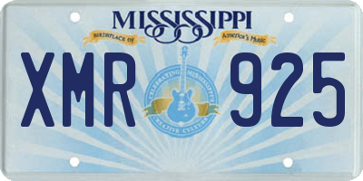 MS license plate XMR925