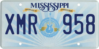 MS license plate XMR958