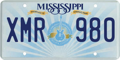 MS license plate XMR980