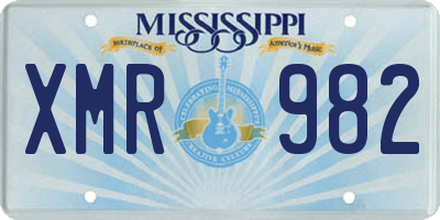 MS license plate XMR982