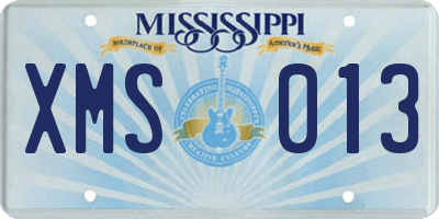 MS license plate XMS013
