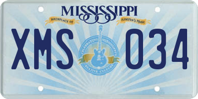 MS license plate XMS034