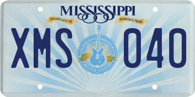 MS license plate XMS040