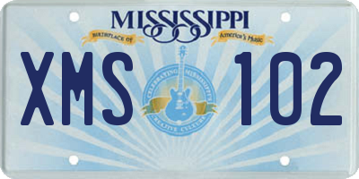 MS license plate XMS102