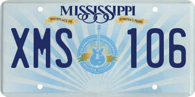 MS license plate XMS106