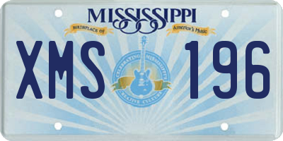 MS license plate XMS196
