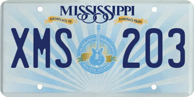 MS license plate XMS203
