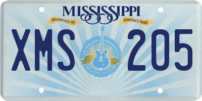 MS license plate XMS205