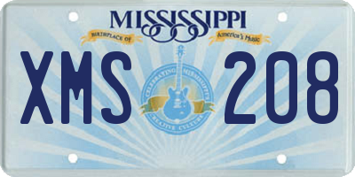 MS license plate XMS208