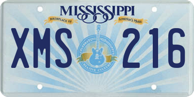 MS license plate XMS216