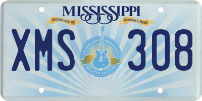 MS license plate XMS308