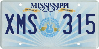MS license plate XMS315