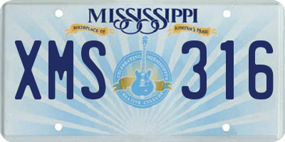 MS license plate XMS316