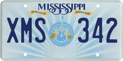 MS license plate XMS342