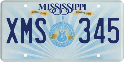 MS license plate XMS345