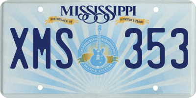MS license plate XMS353
