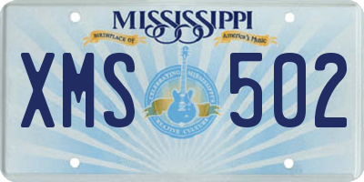 MS license plate XMS502