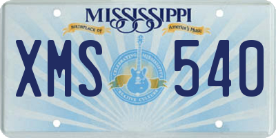 MS license plate XMS540