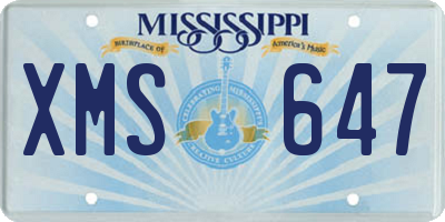 MS license plate XMS647