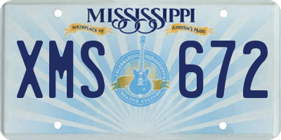 MS license plate XMS672