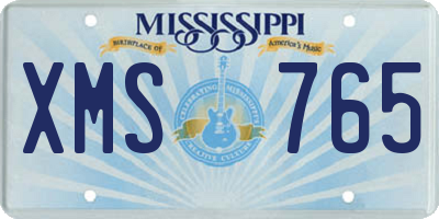 MS license plate XMS765