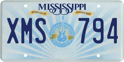 MS license plate XMS794