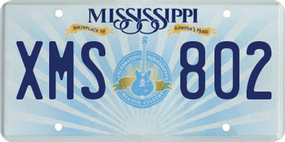 MS license plate XMS802