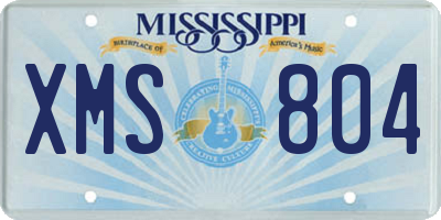 MS license plate XMS804