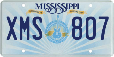 MS license plate XMS807