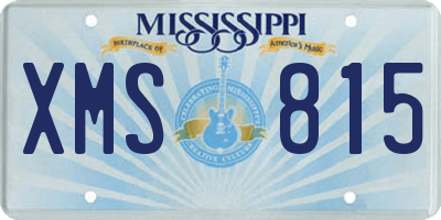 MS license plate XMS815